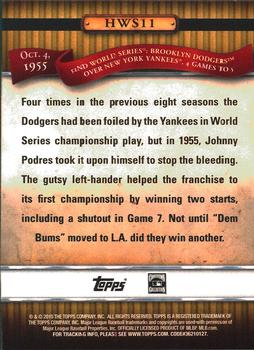 2010 Topps - History of the World Series #HWS11 Johnny Podres Back